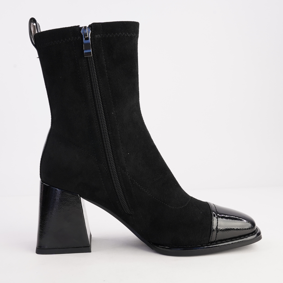 Abolish Black Patent/ Black Suede Stretch Boots - BRESLEY | Shouz