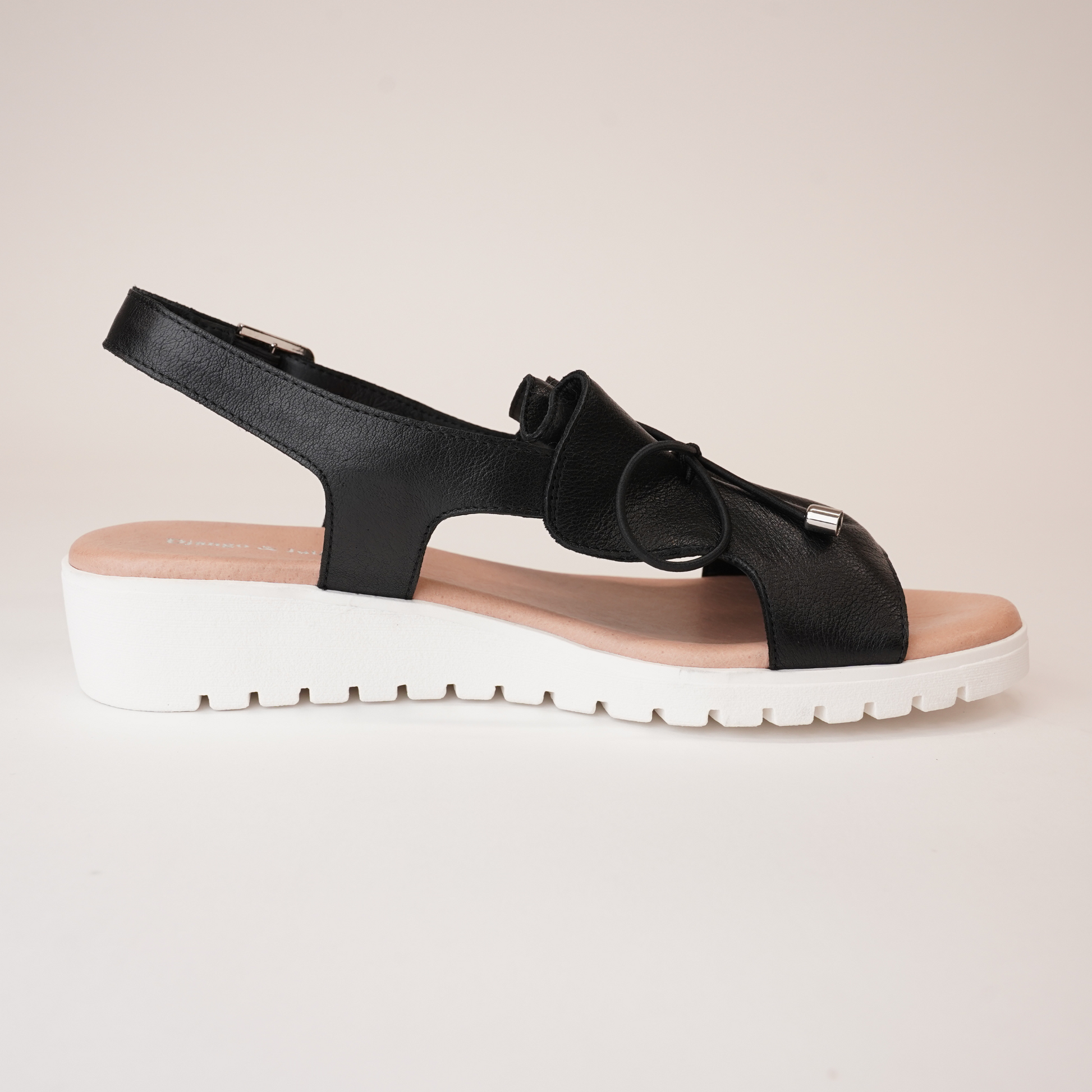 Malika Black/white Leather Sandals