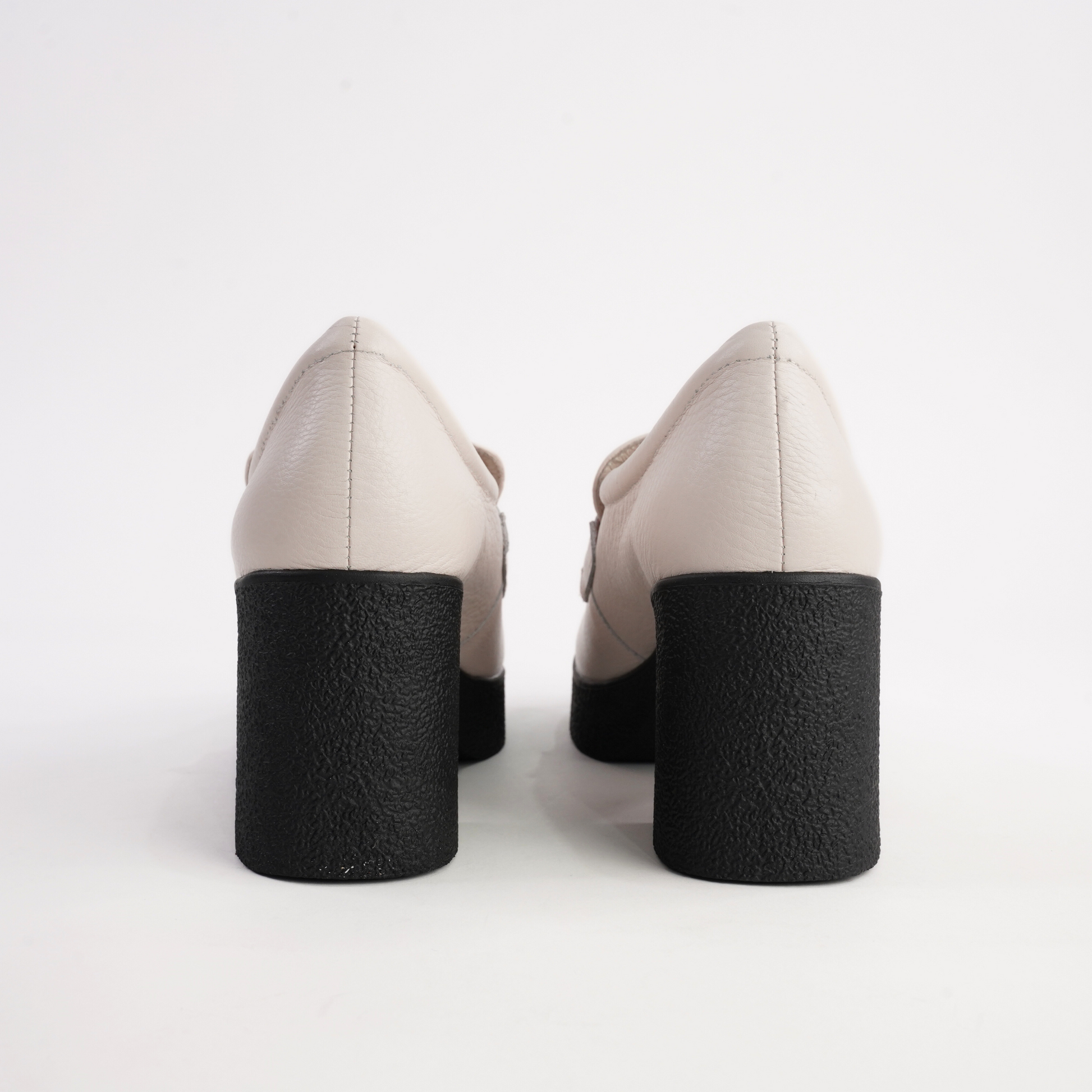 Bella Bone Milled Leather Heeled Loafers