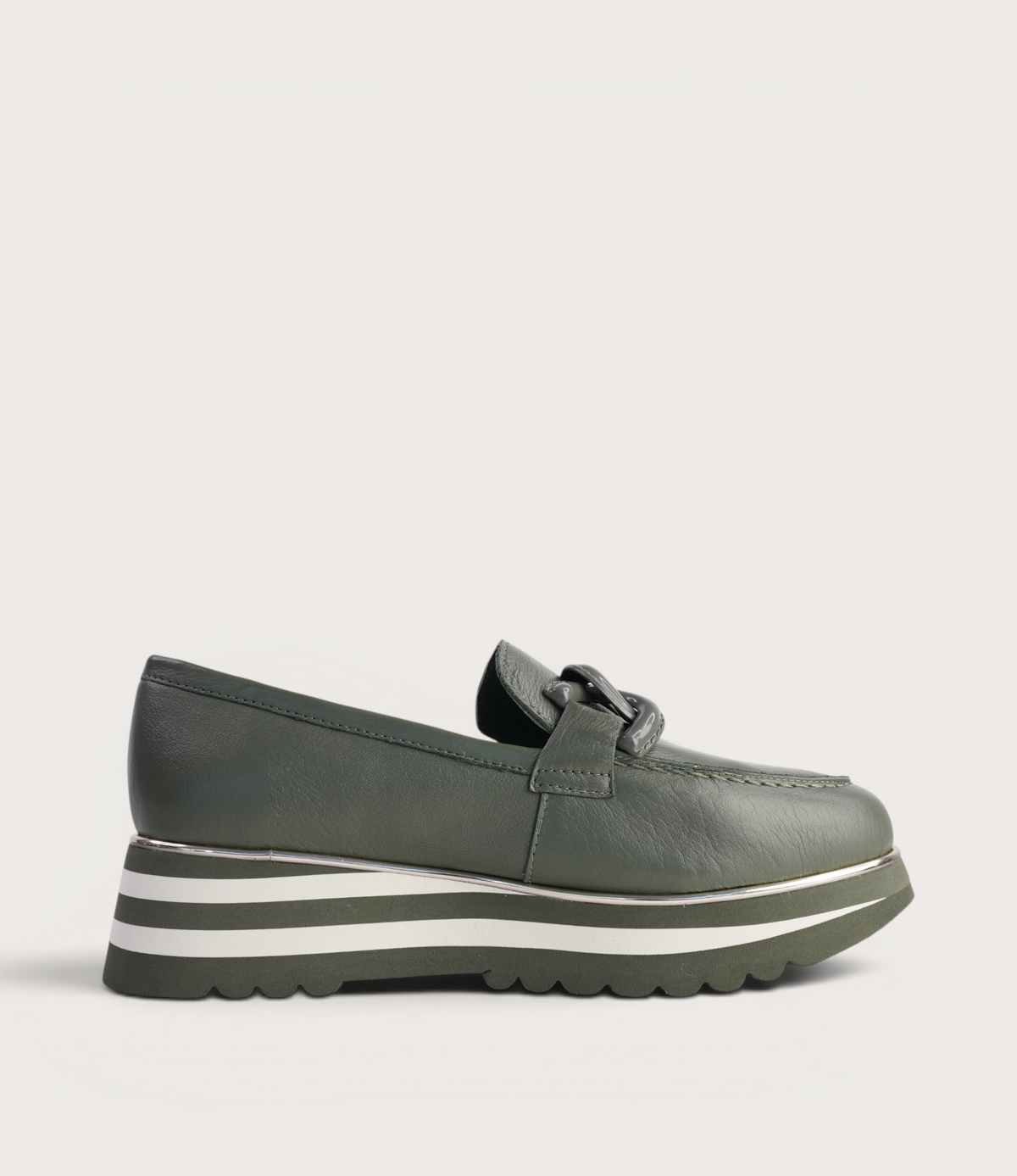 Ealia Olive/ Milk Leather Loafers