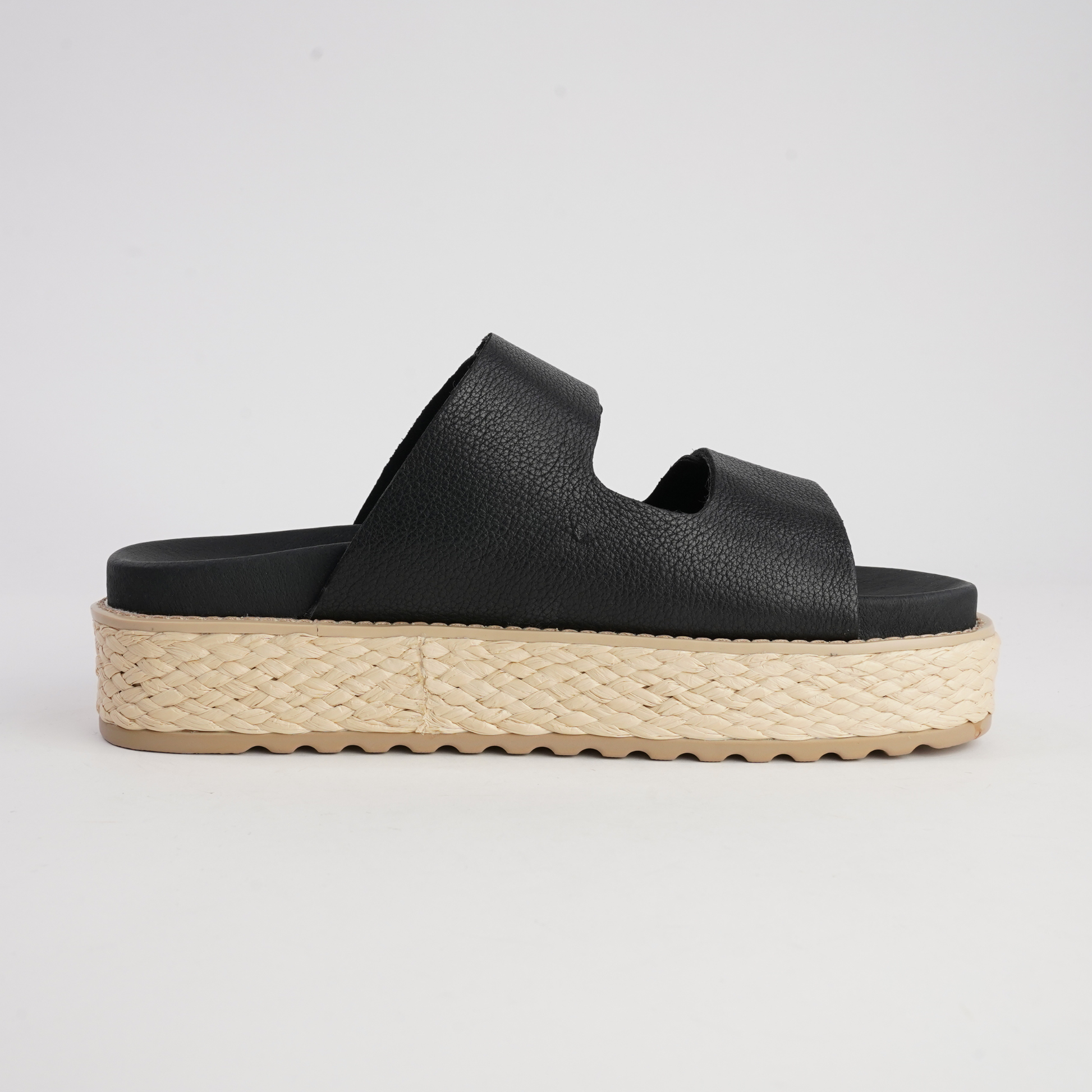 Bowers Black Leather Slides