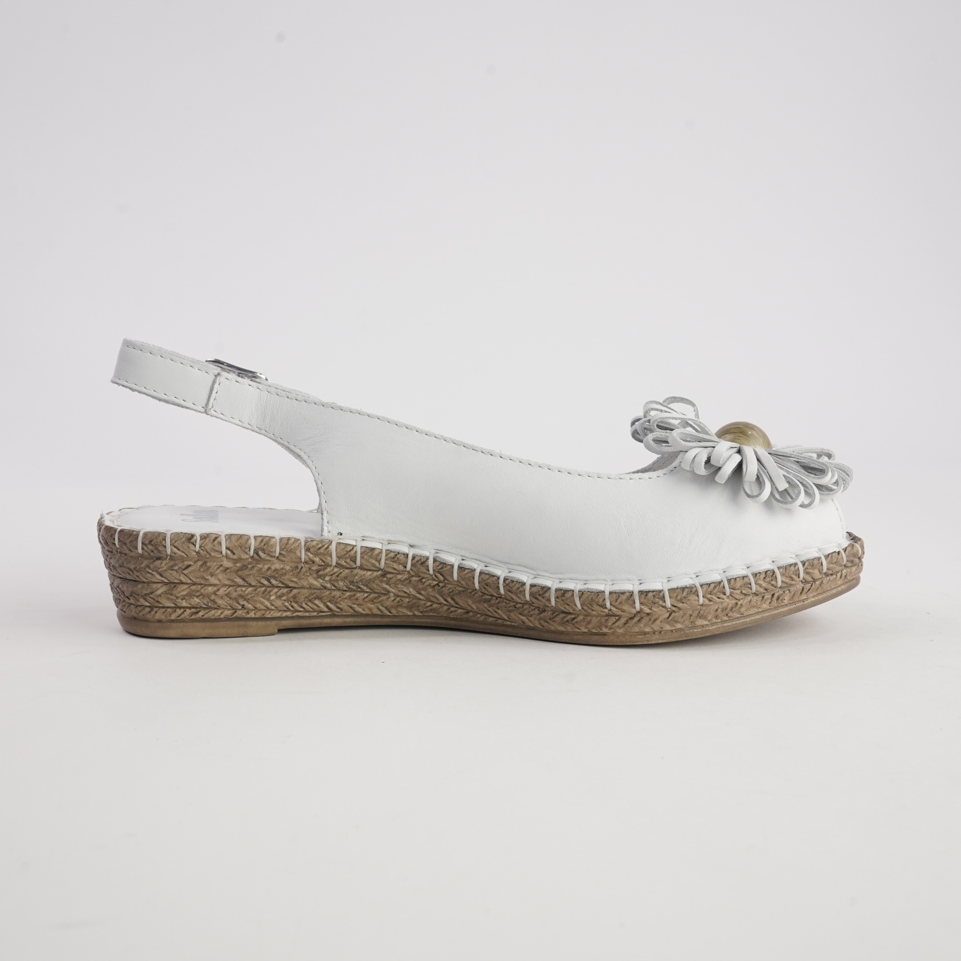 Erica White Leather Espadrille Wedges