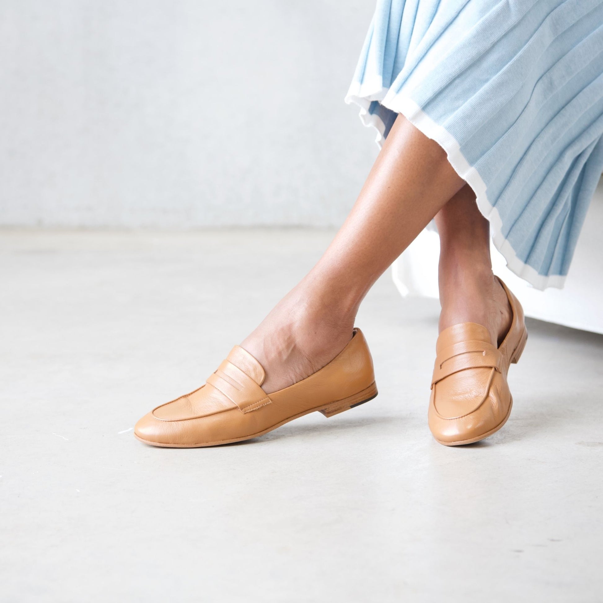 Ulani Dark Tan Leather Loafers, DJANGO & JULIETTE - Shouz