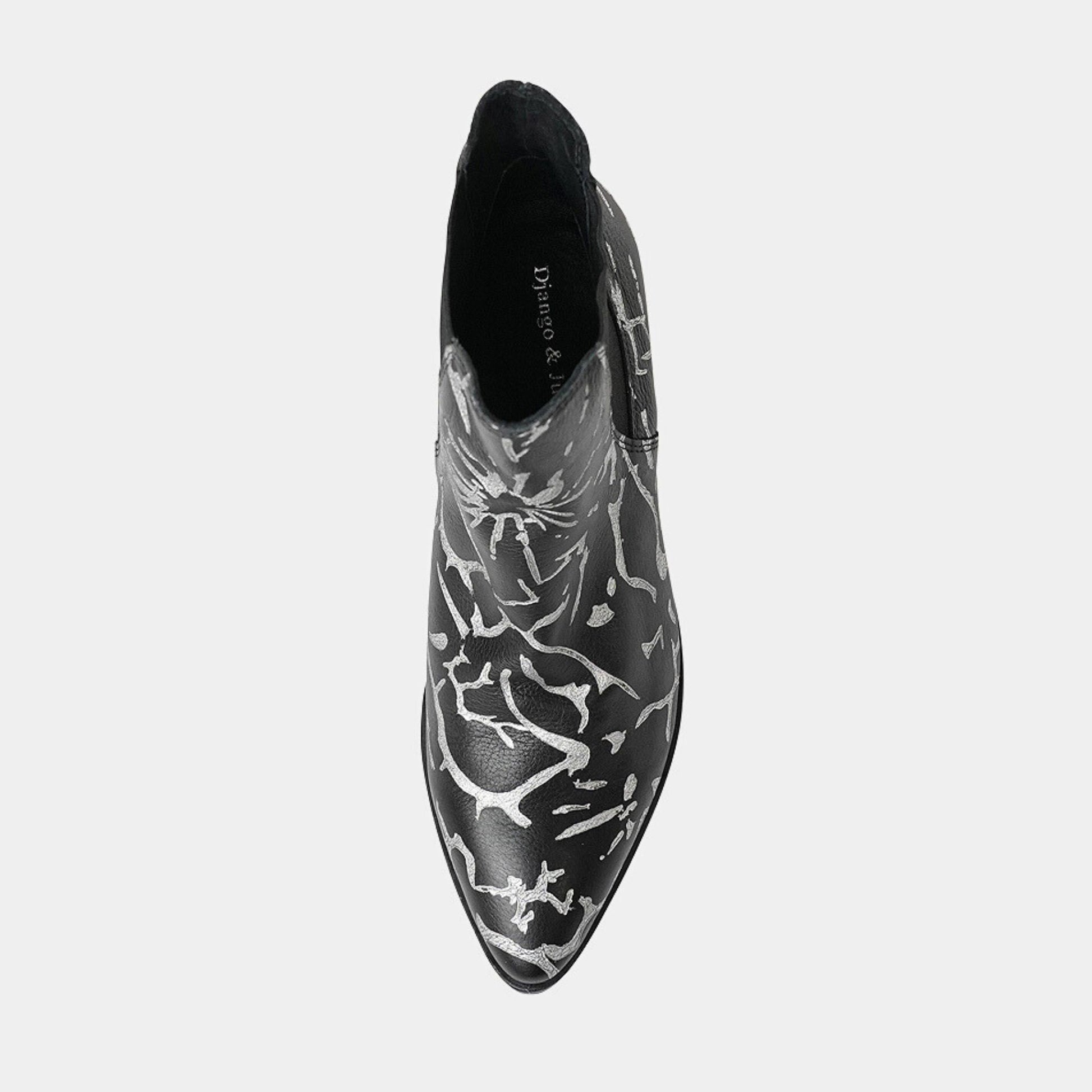Jens Black & Silver Leather Ankle Boots, DJANGO & JULIETTE - Shouz