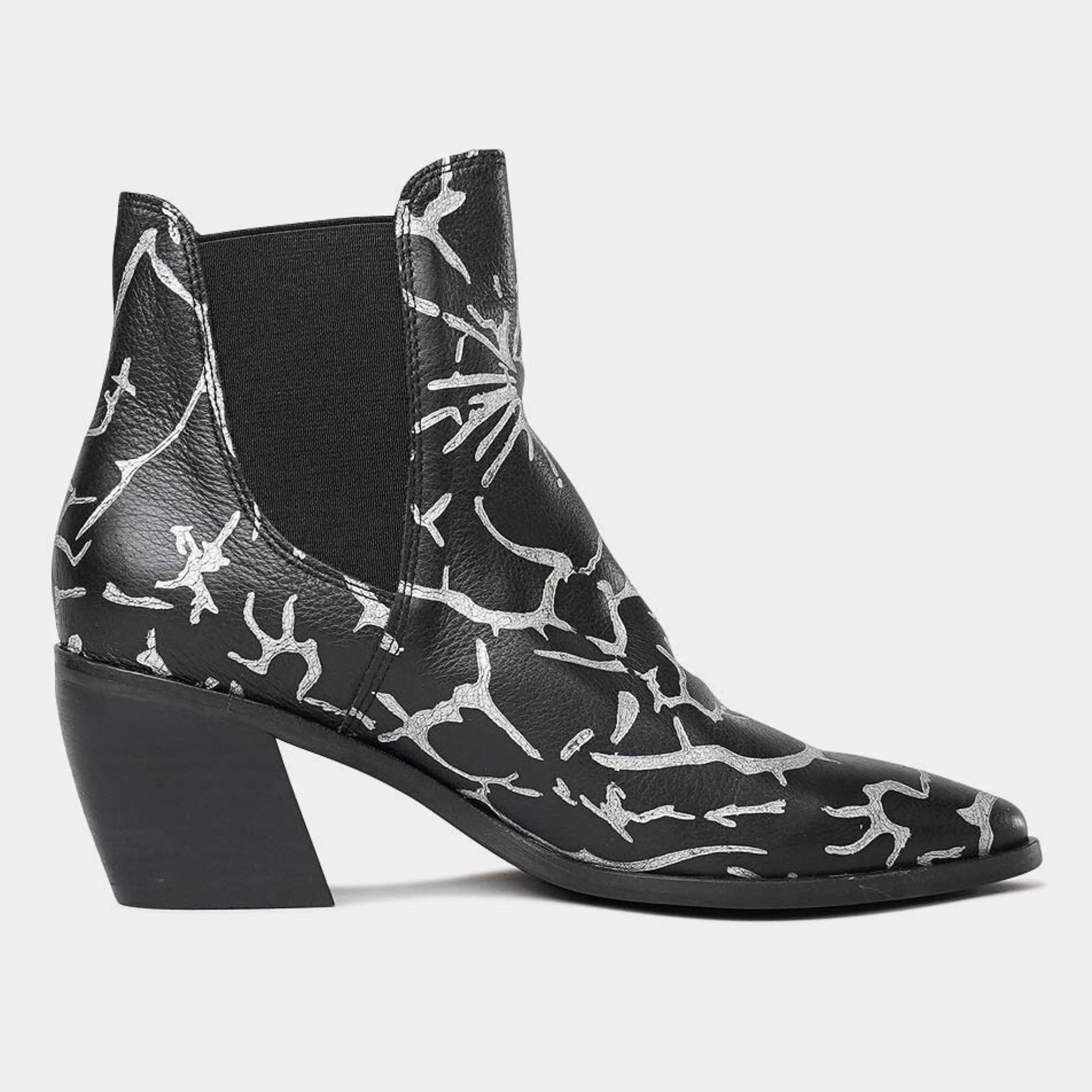 Jens Black & Silver Leather Ankle Boots, DJANGO & JULIETTE - Shouz