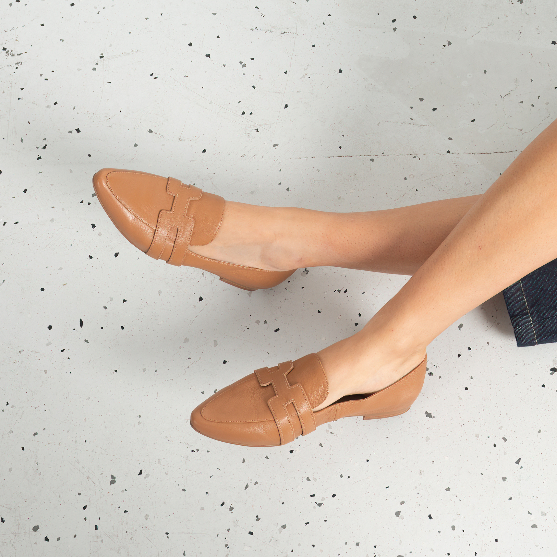 Salti Dark Tan Leather Loafers