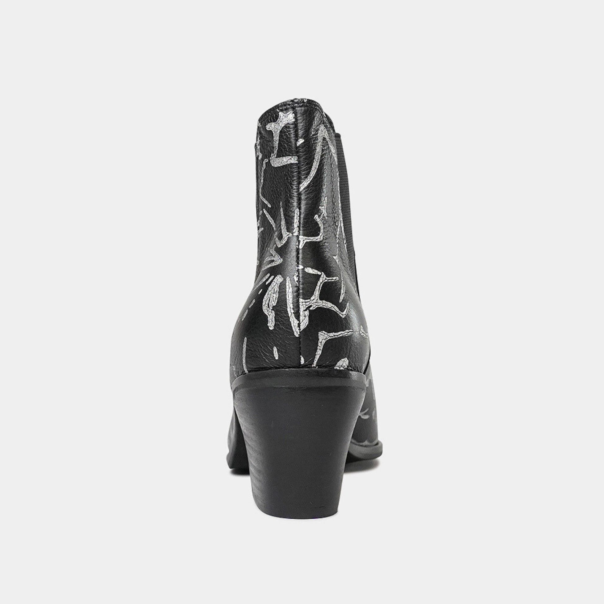 Jens Black & Silver Leather Ankle Boots, DJANGO & JULIETTE - Shouz