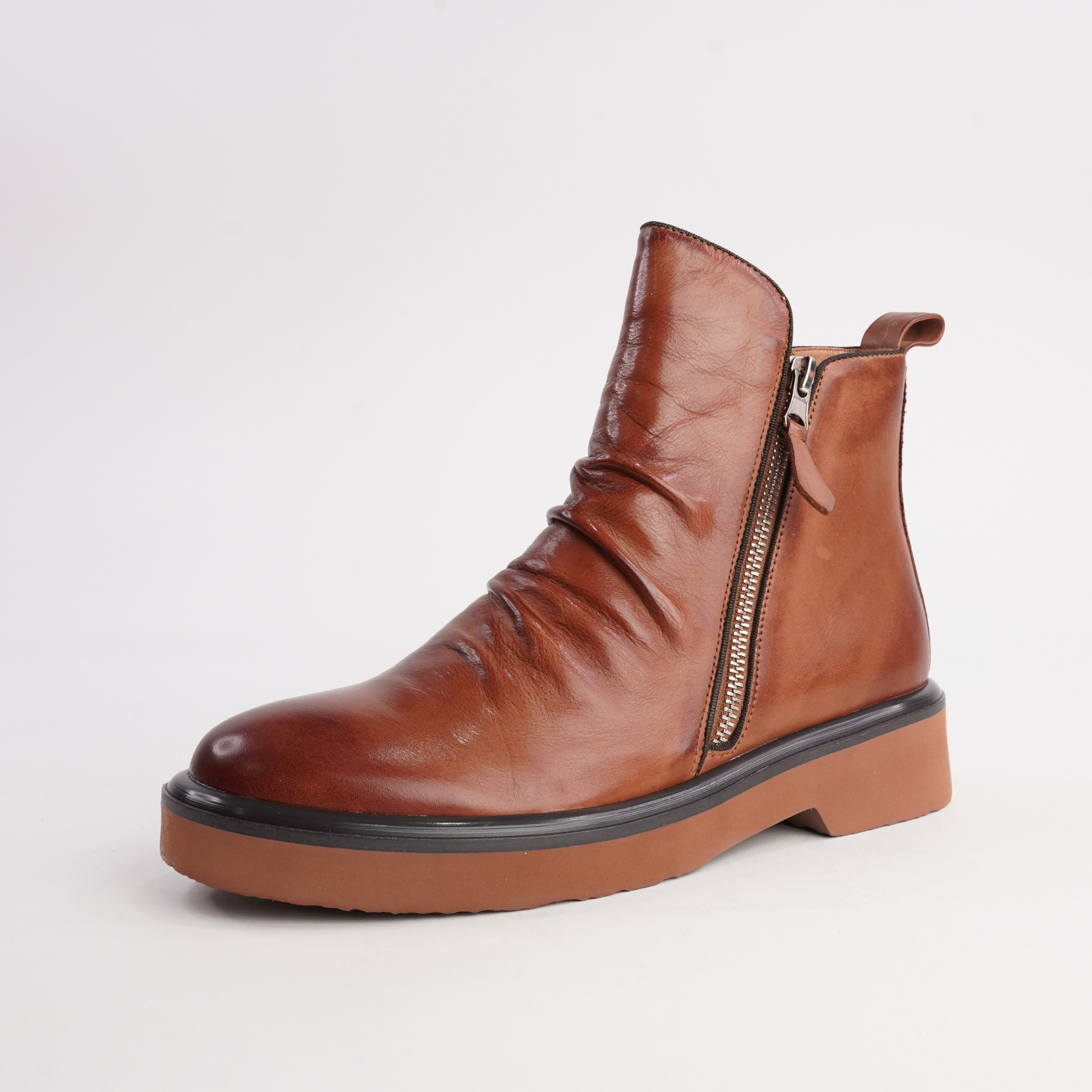 Theona Brandy Leather Ankle Boots