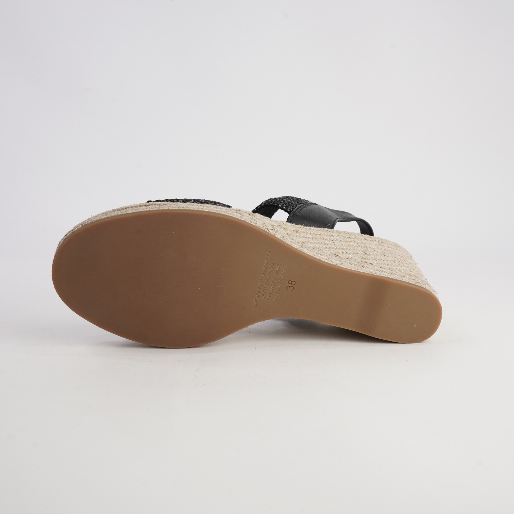 Pivey Black/ Natural Rope Espadrille Wedges