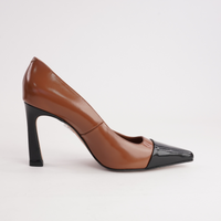 Ag-24553 Black/ Whiskey High Shine Leather Heels