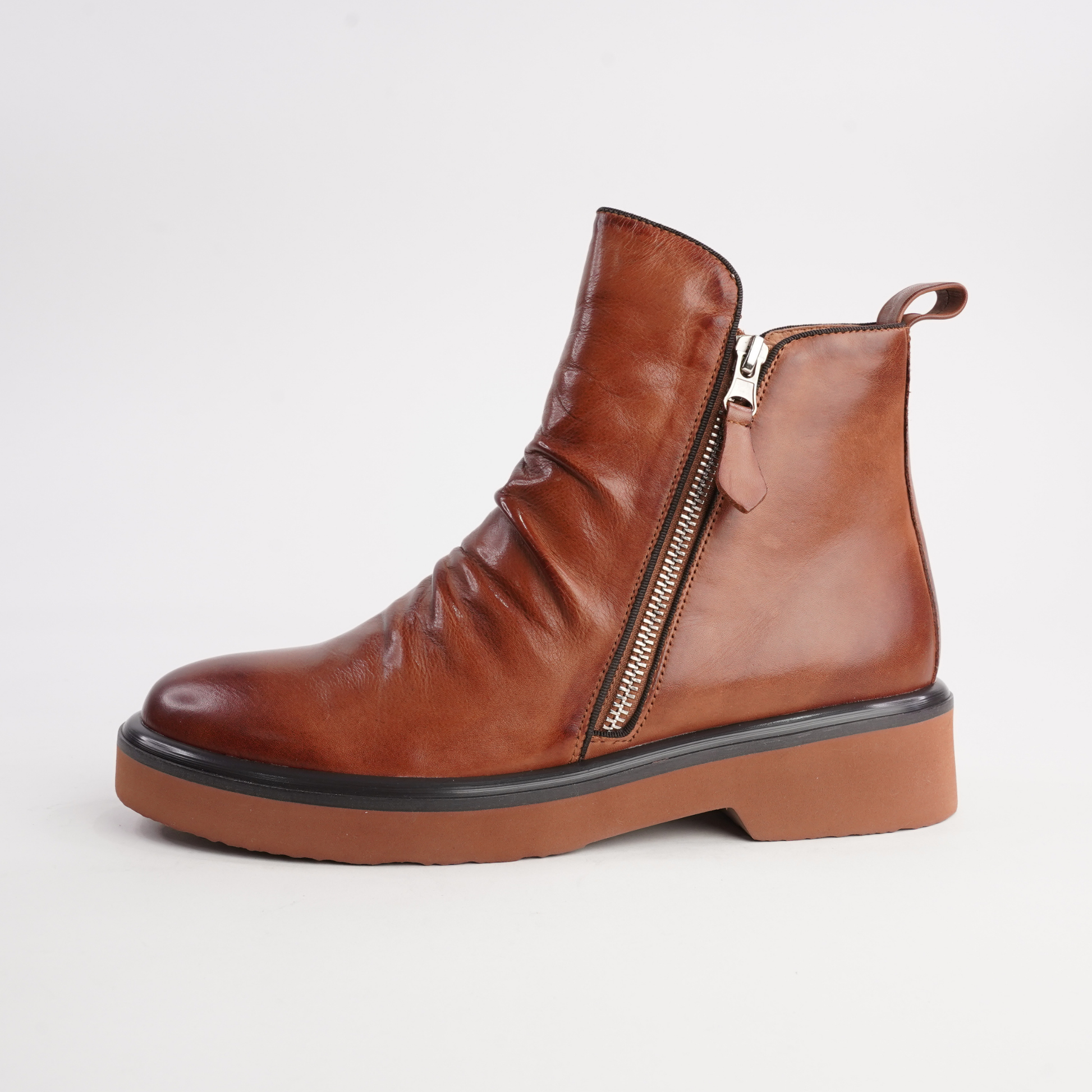 Theona Brandy Leather Ankle Boots