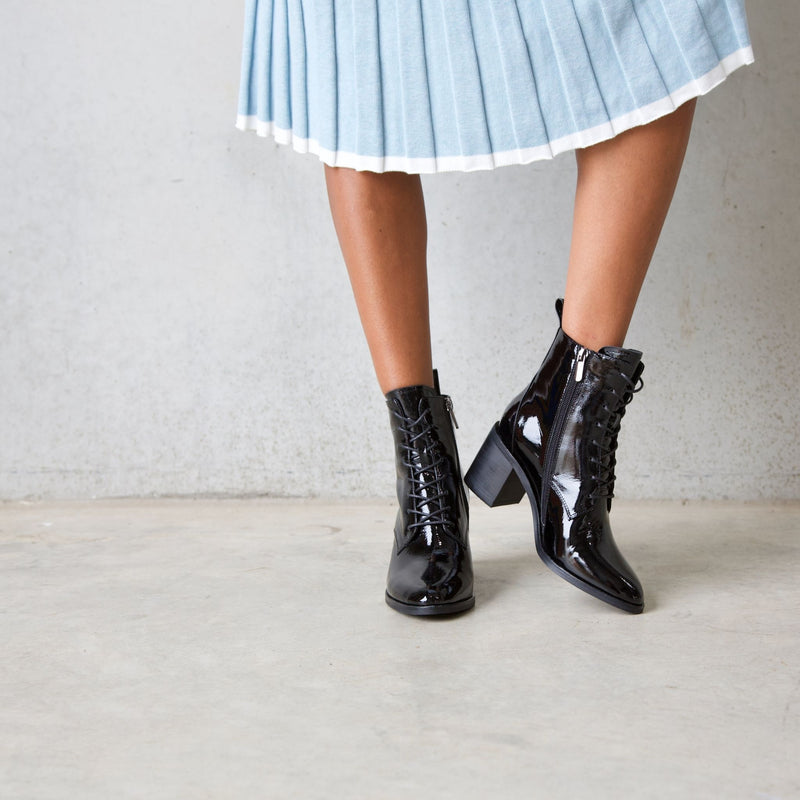 Song Black Patent Leather Boots