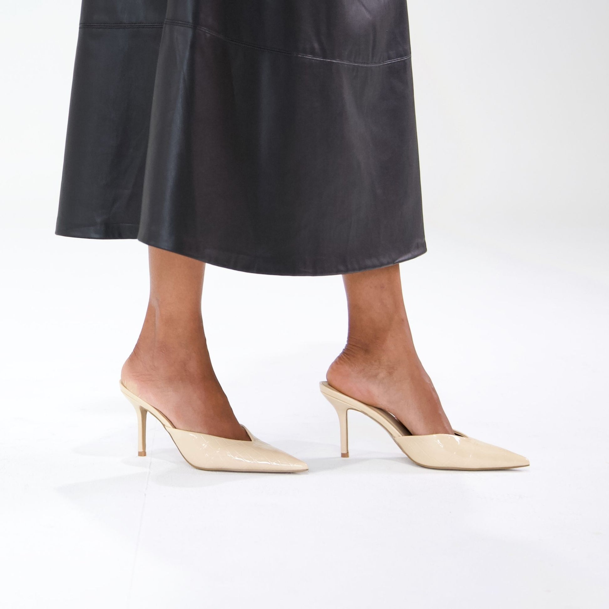 Karey Vanilla Patent Croc Leather High Heels, BILLINI - Shouz