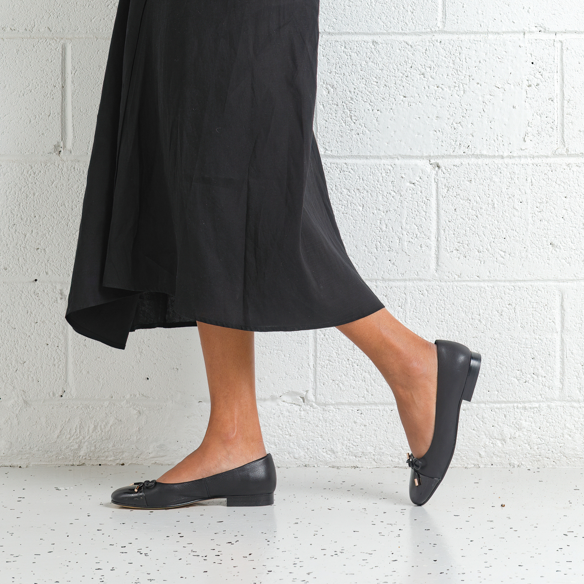 Ildiko Black Patent/ Black Leather Ballet Flats