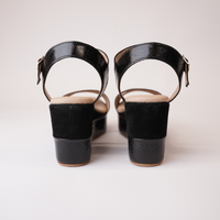 009-cres-138 Black Patent/ Suede Leather Wedges