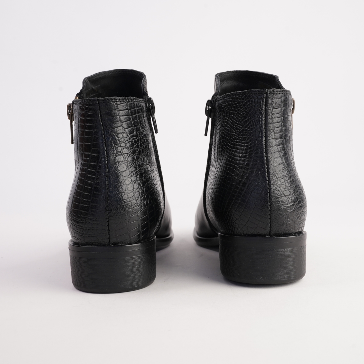 Lorenzo Black/ Croc Leather Ankle Boots - BRESLEY | Shouz
