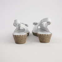 Erica White Leather Espadrille Wedges