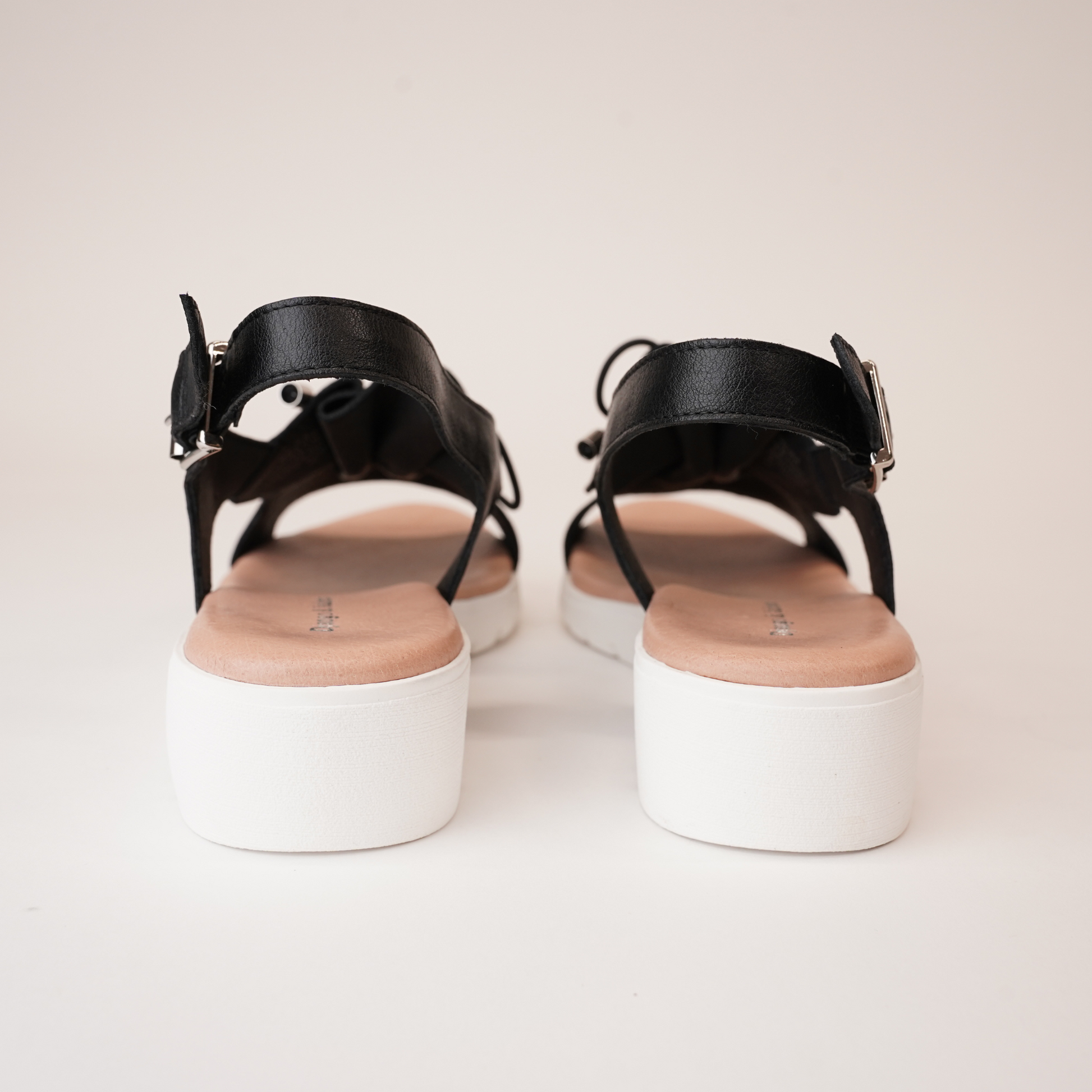 Malika Black/white Leather Sandals