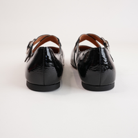 Nowa Black Crinkle Patent Leather Flats