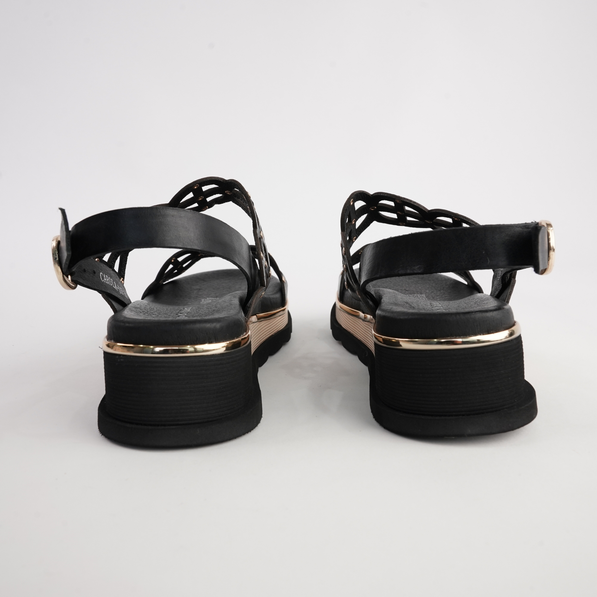 Carola Black Leather Sandals