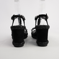 Vontey Black Suede Wedge Sandals