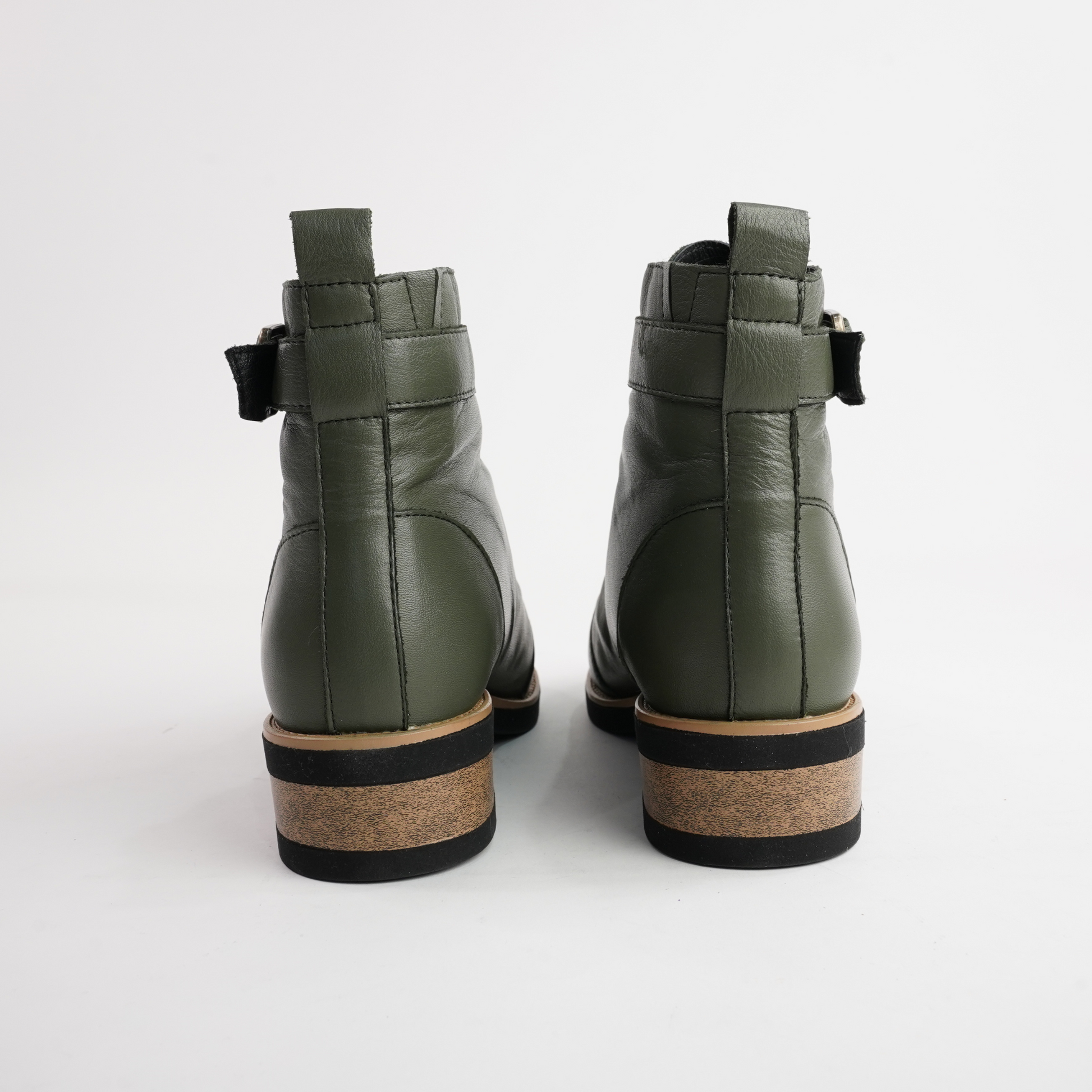 Dooley Olive Leather Ankle Boots