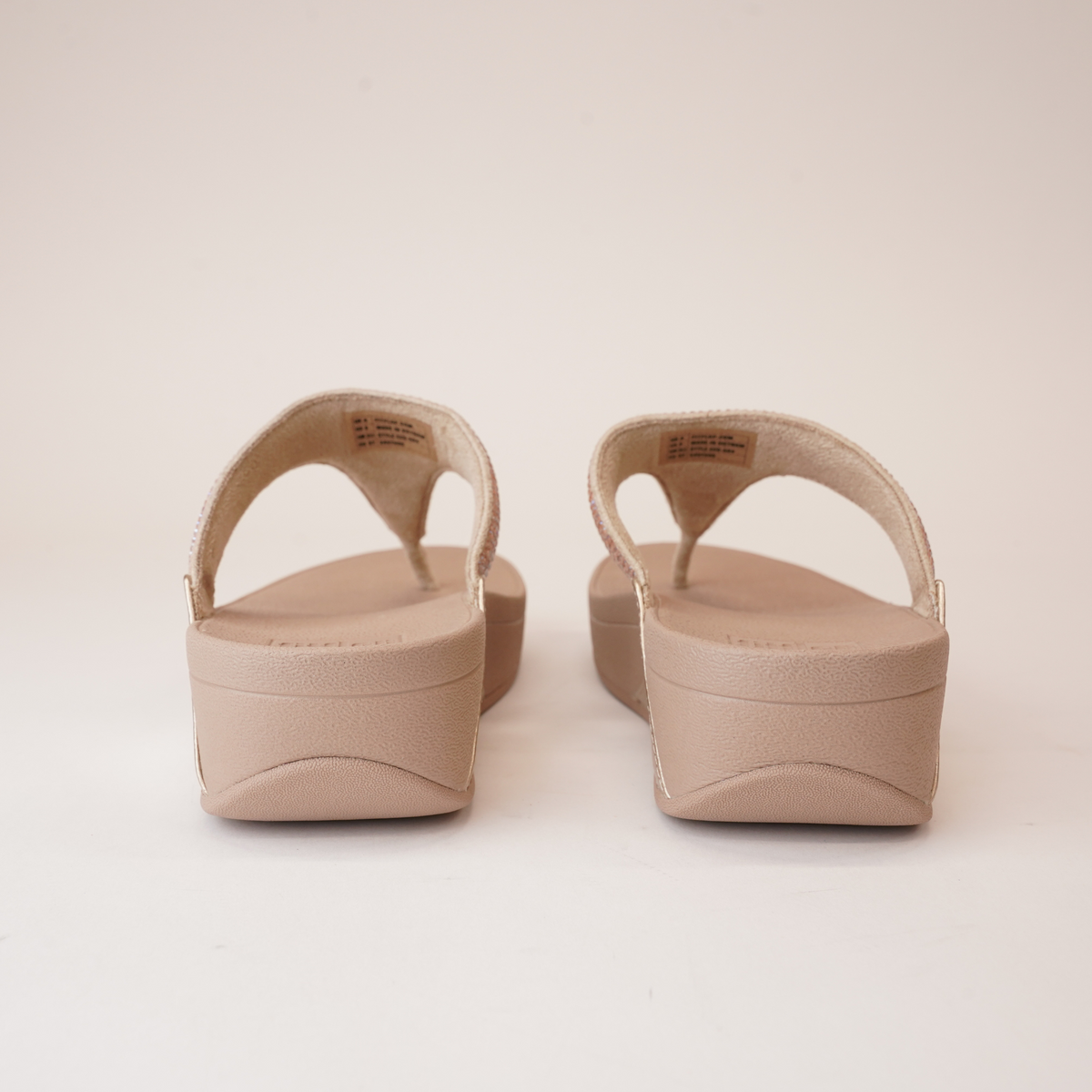 Lulu Crystal Embellished Latte Sandals - FITFLOP | Shouz