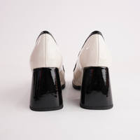 Bergen Bone/ Black Leather Heels
