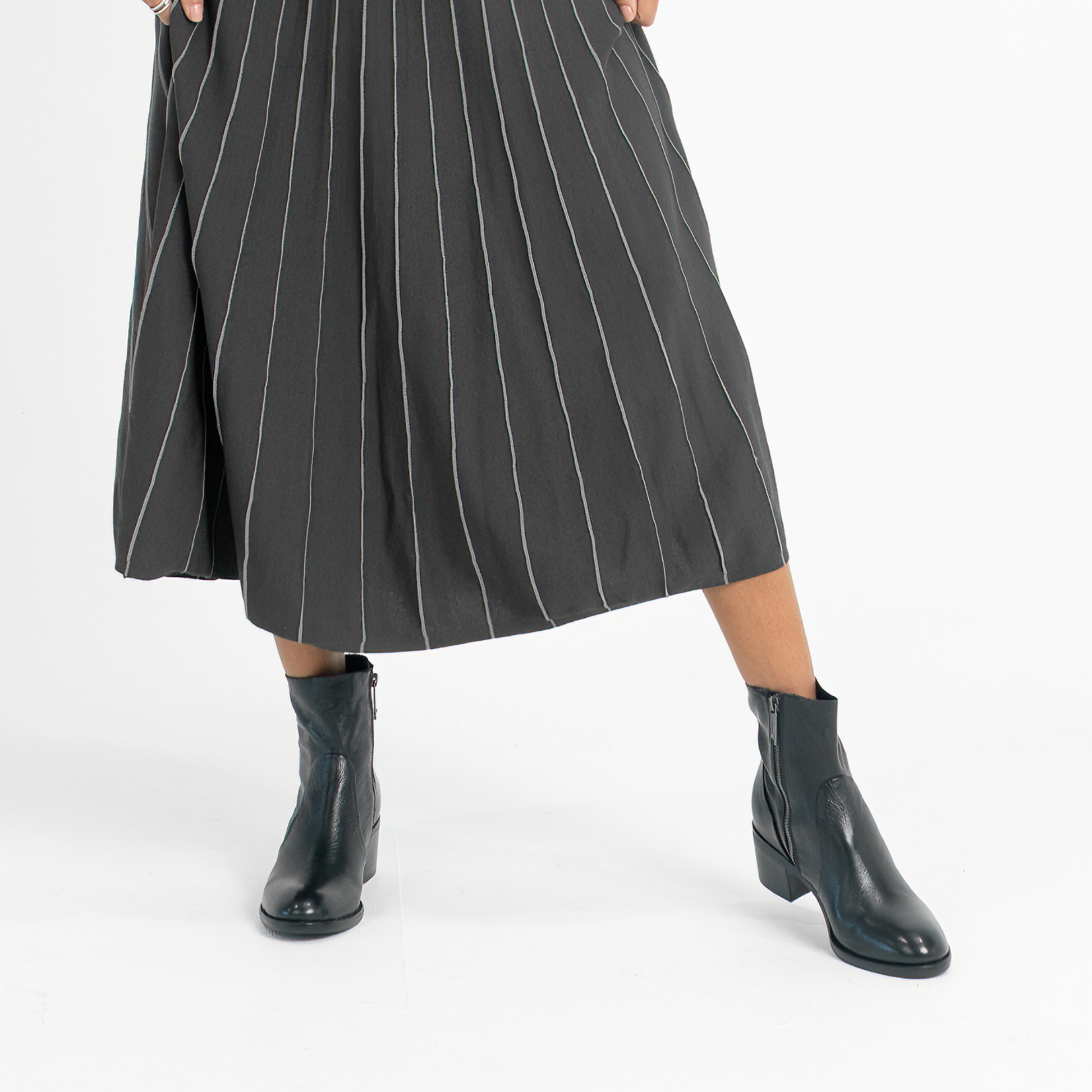 Rarna Black/ Black Heel Leather Ankle Boots