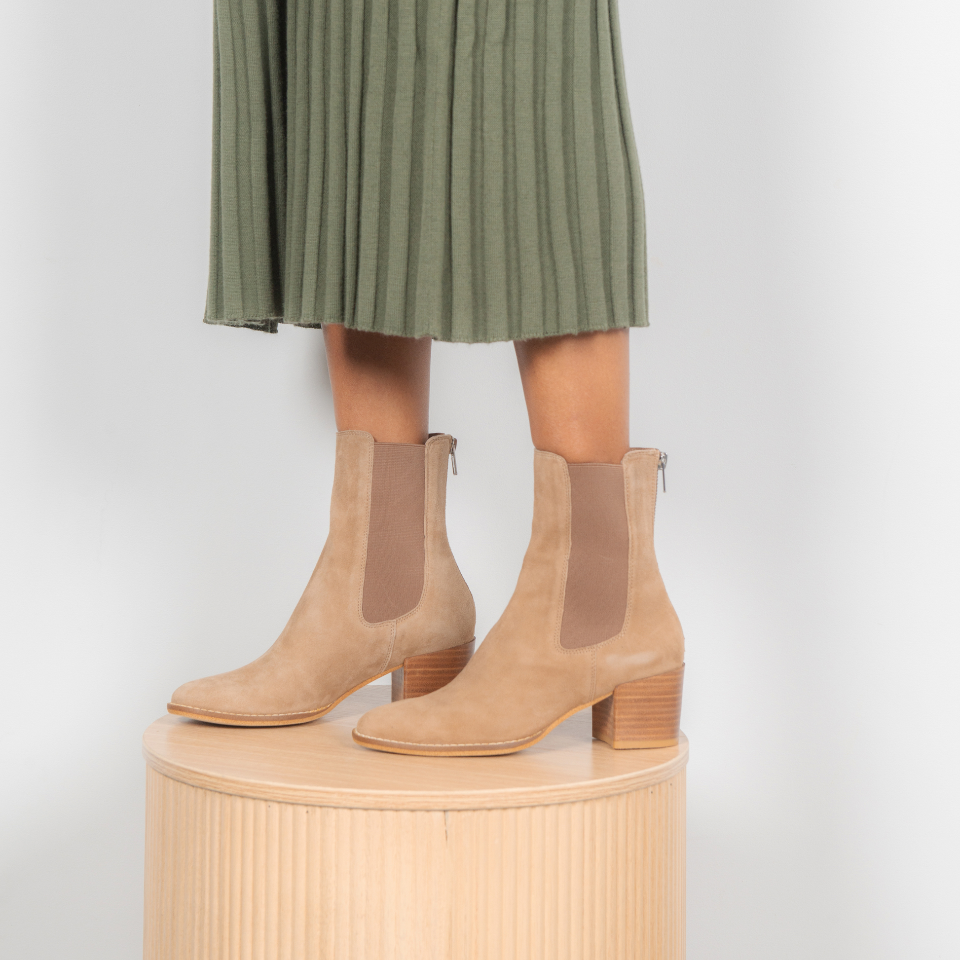Mycah Light Choc Leather Ankle Boots