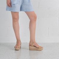 009-cres-138 Sand Patent/ Suede Leather Wedges