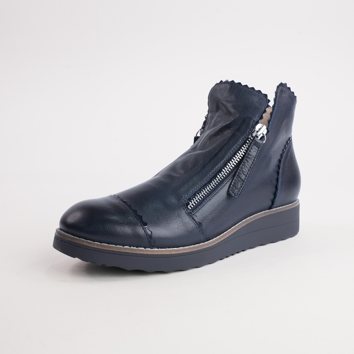 Ooday Navy/ Navy Patent Leather Ankle Boots - TOP END | Shouz