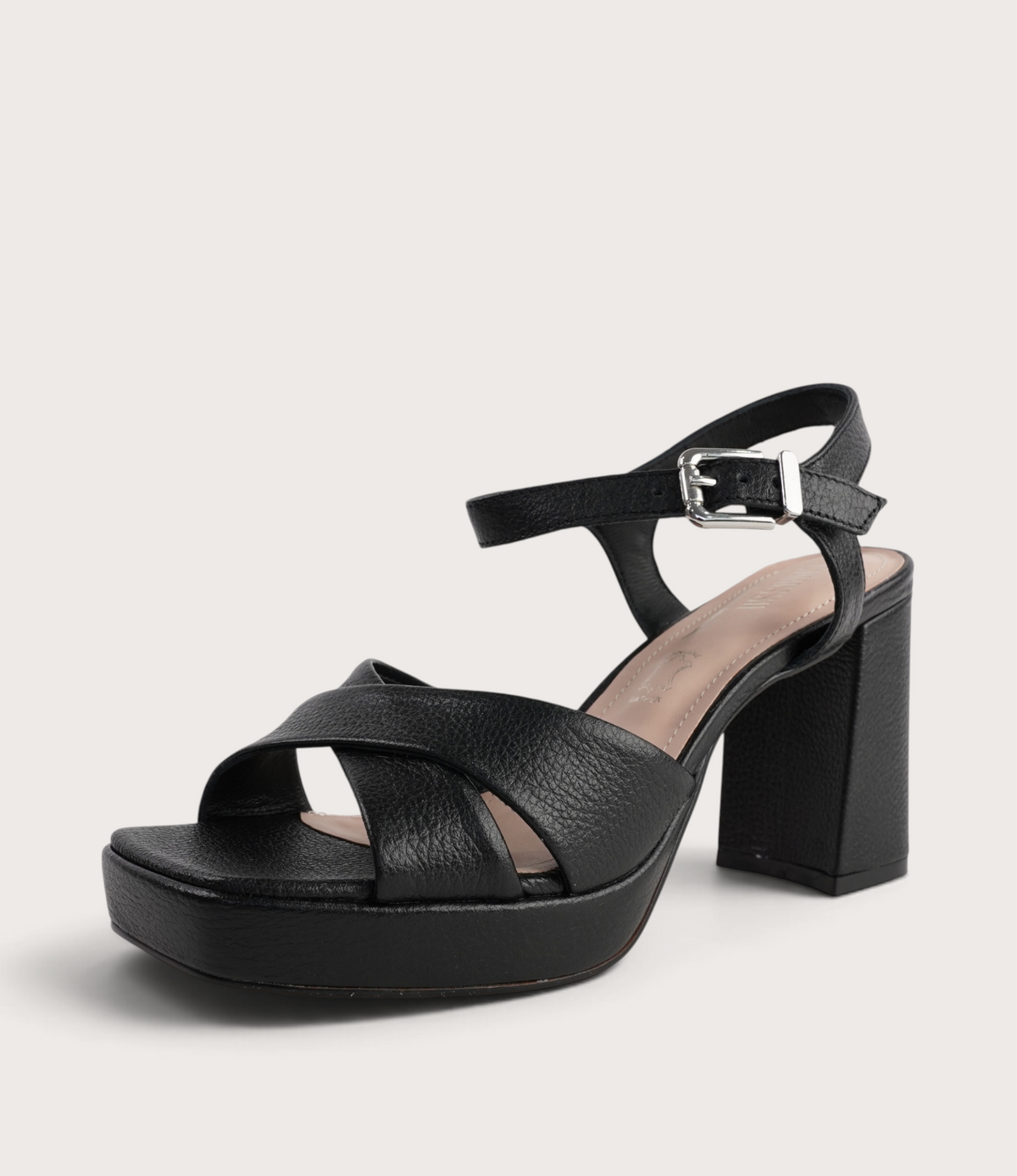 Runaway Black Pebble Leather Heels