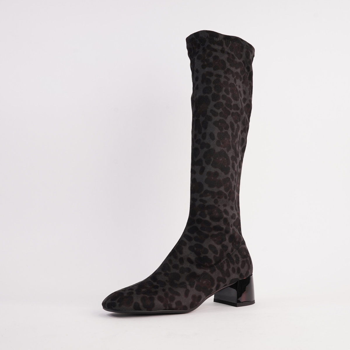 Jinx Charcoal Leopard Knee High Boots - ALFIE AND EVIE | Shouz