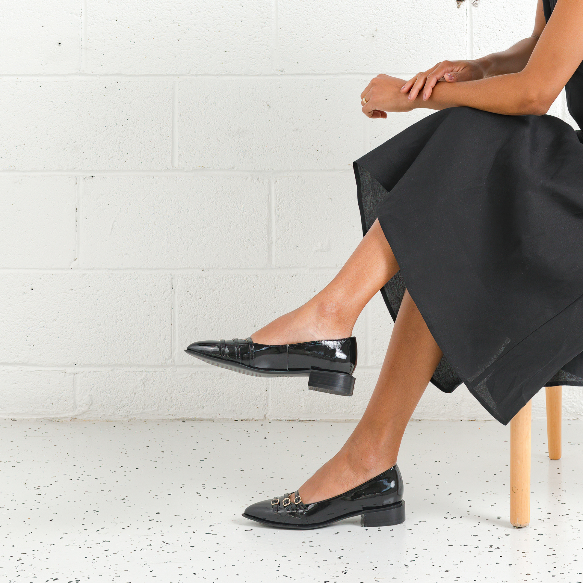 Eliora Black Patent Leather Flats