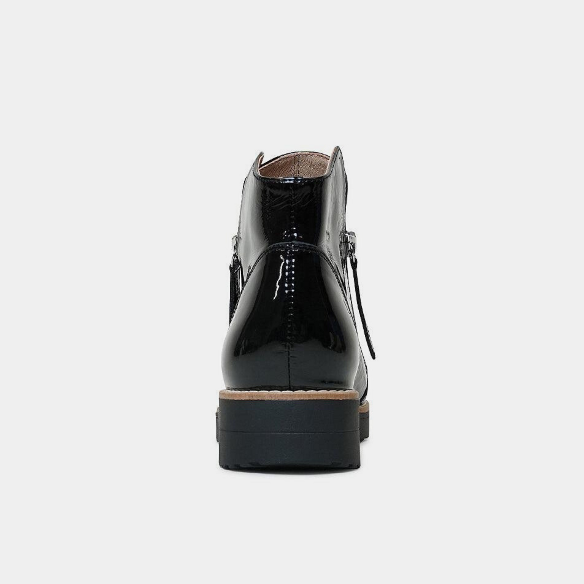 Ohmy Black Patent Leather Ankle Boots