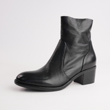 Rarna Black/ Black Heel Leather Ankle Boots
