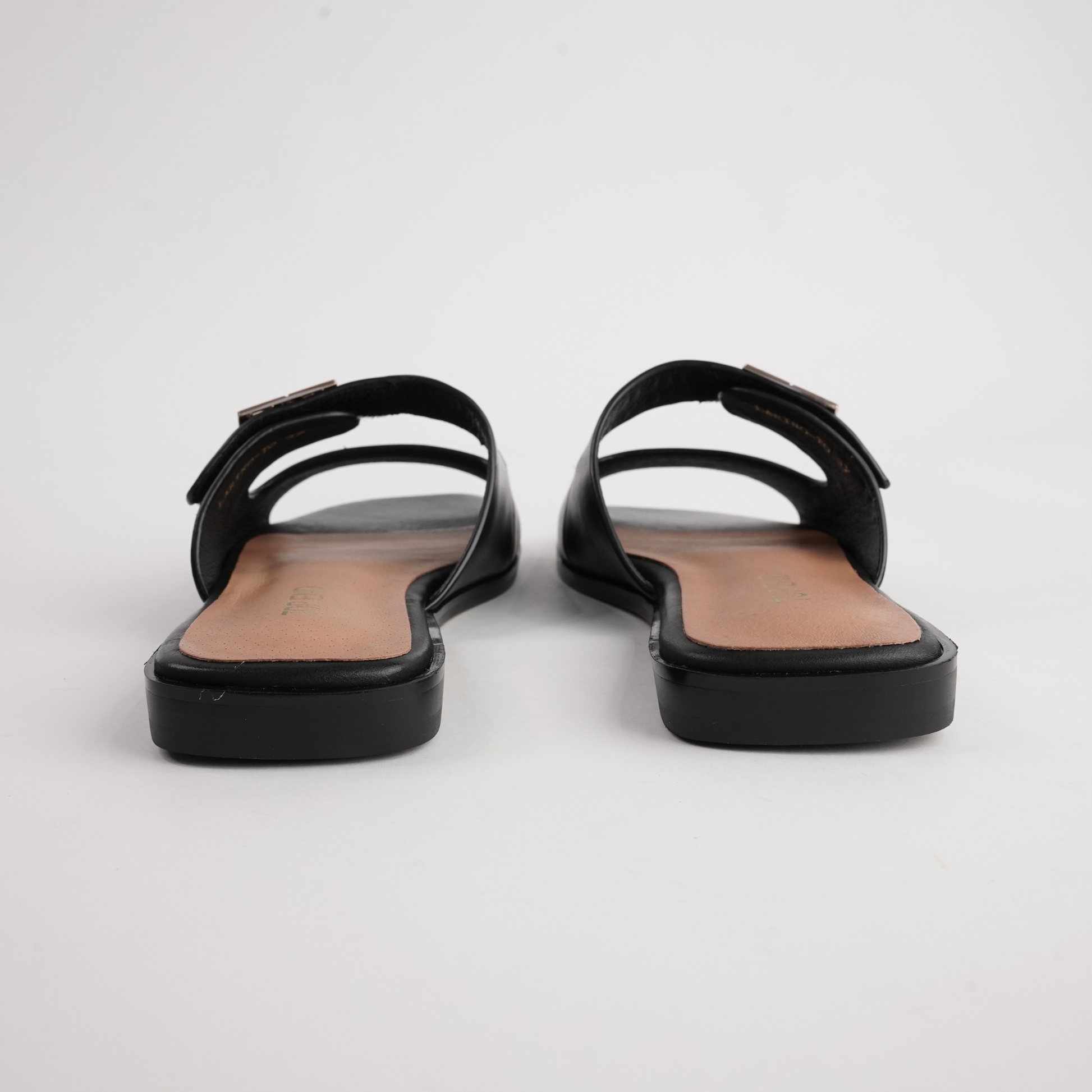 Larino Black Leather Slides