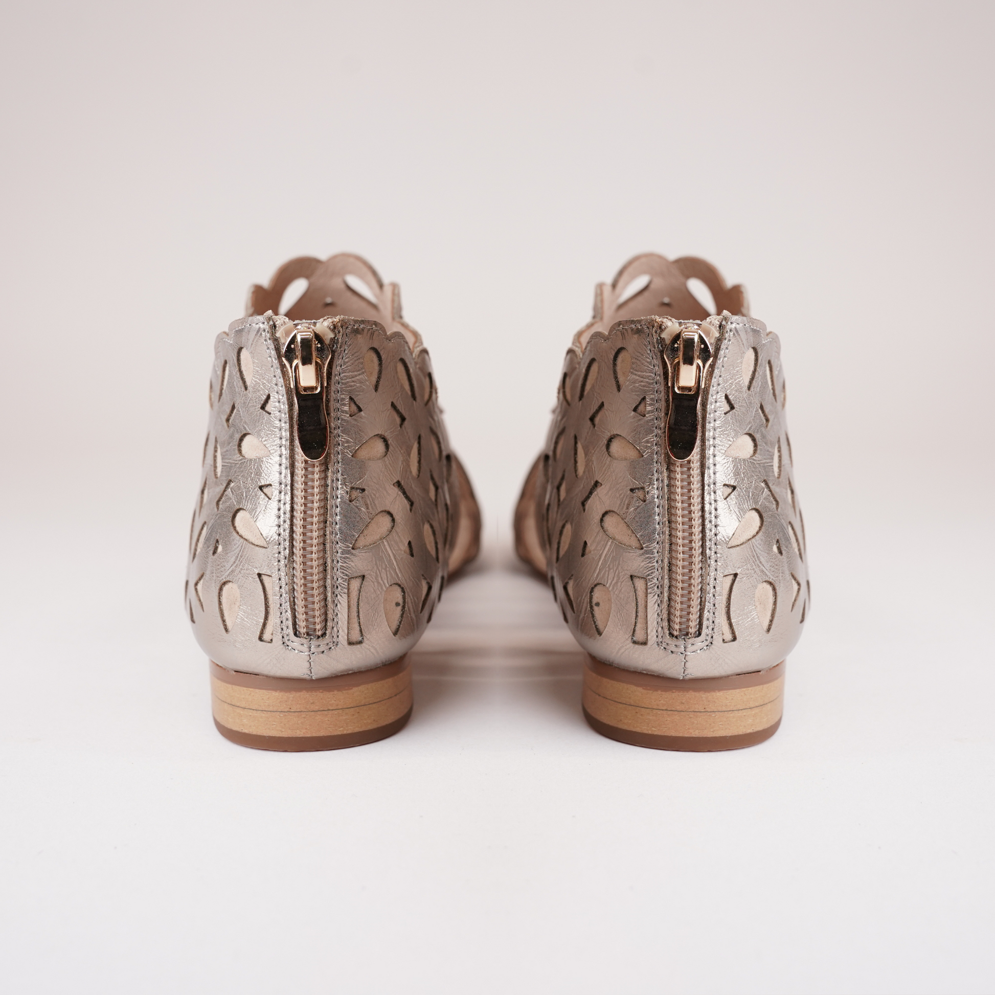 Pietro Champagne Metallic Leather Sandals