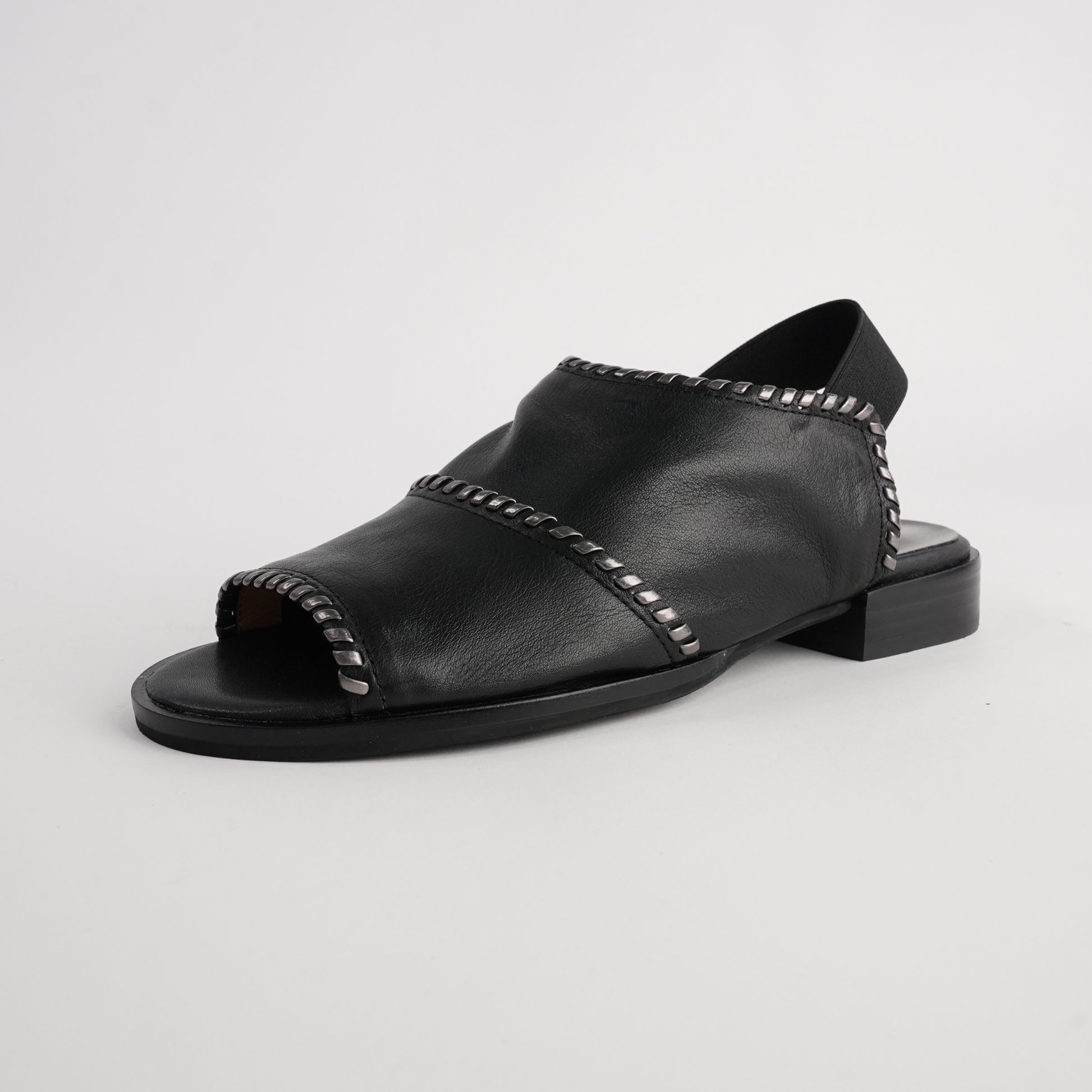 Serenade Black/ Pewter Leather Sandals