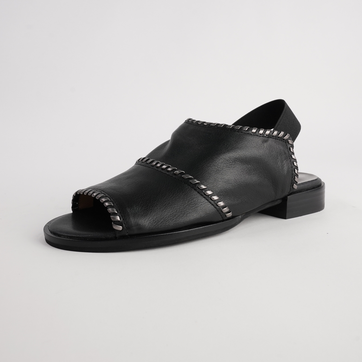 Serenade Black/ Pewter Leather Sandals - BRESLEY | Shouz