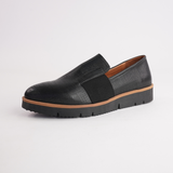 Olga Black Leather Flats
