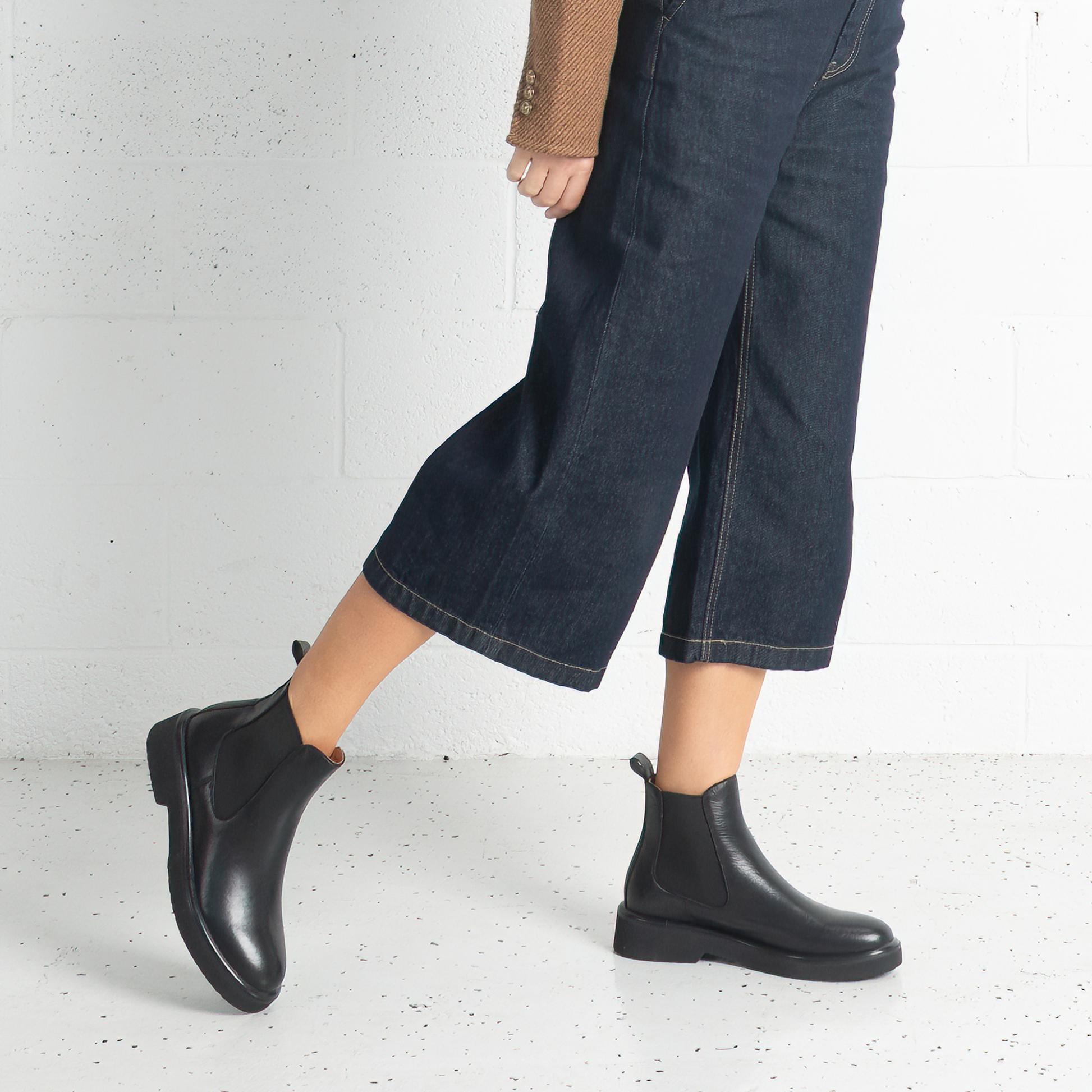 Thea Black Leather Ankle Boots