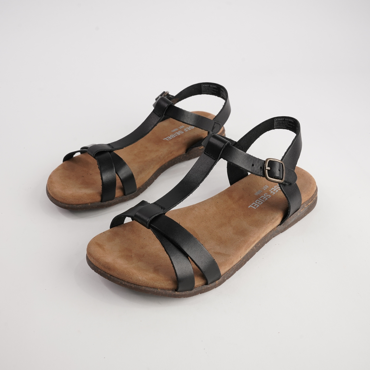 Fabricia 01 Black Leather Sandals - JOSEF SEIBEL | Shouz