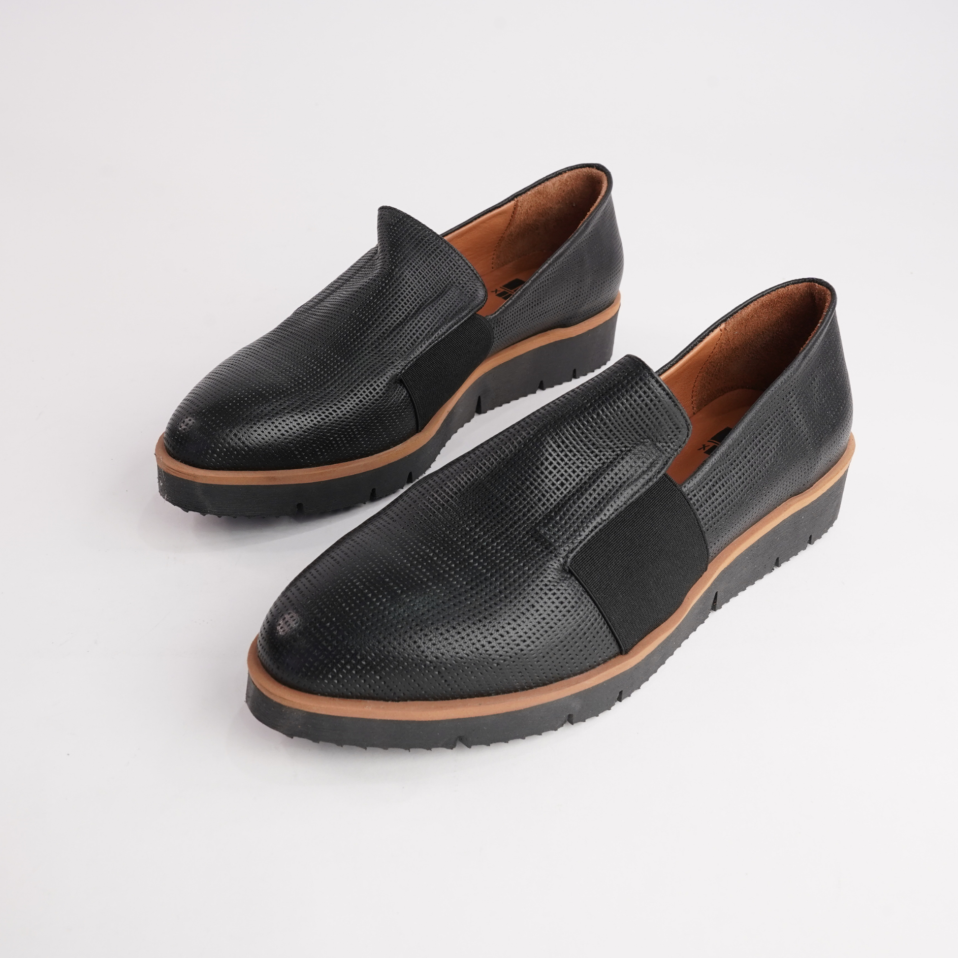 Olga Black Leather Flats