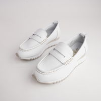 Peggy White Leather Loafers
