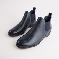 Quatisse Navy Leather Ankle Boots