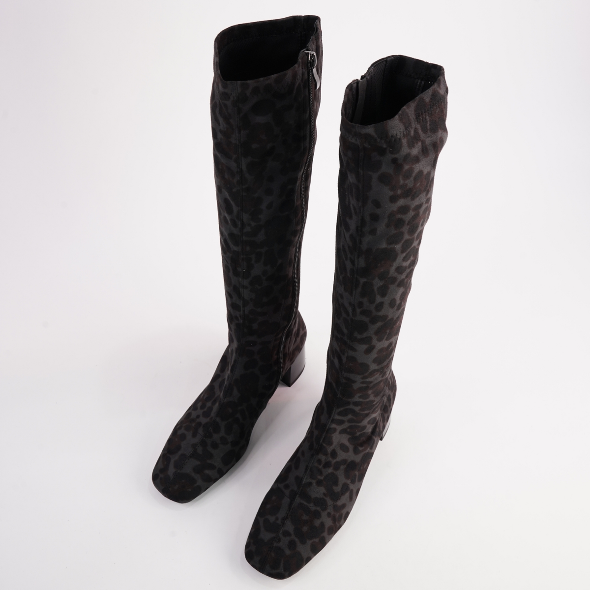 Jinx Charcoal Leopard Knee High Boots - ALFIE AND EVIE | Shouz
