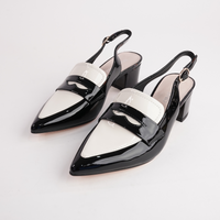 Aidayo Black Patent / Ivory Leather Heels