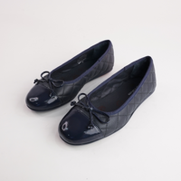 Bookie Navy Patent/ Navy Leather Ballet Flats